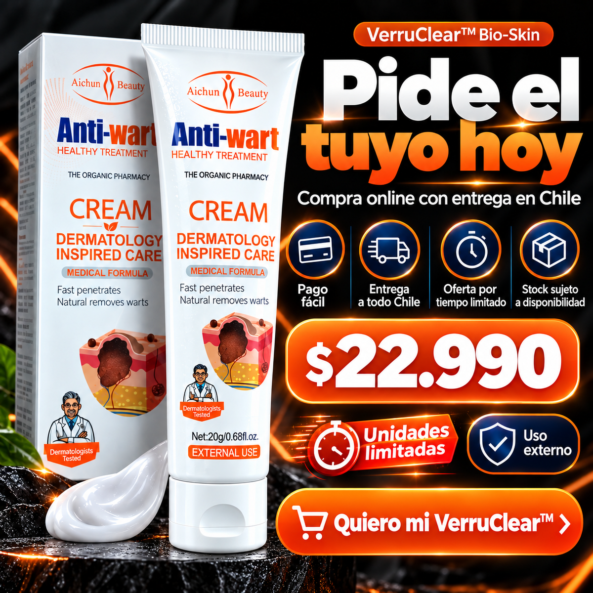 VerruClear™ Bio-Skin — Tratamiento Tópico Intensivo para Verrugas