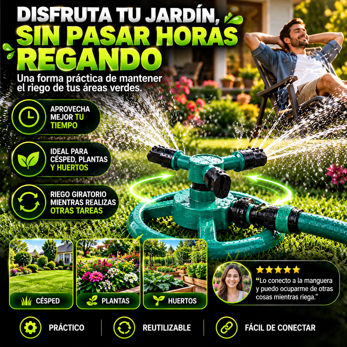 Rociador de Agua Giratorio Jardin