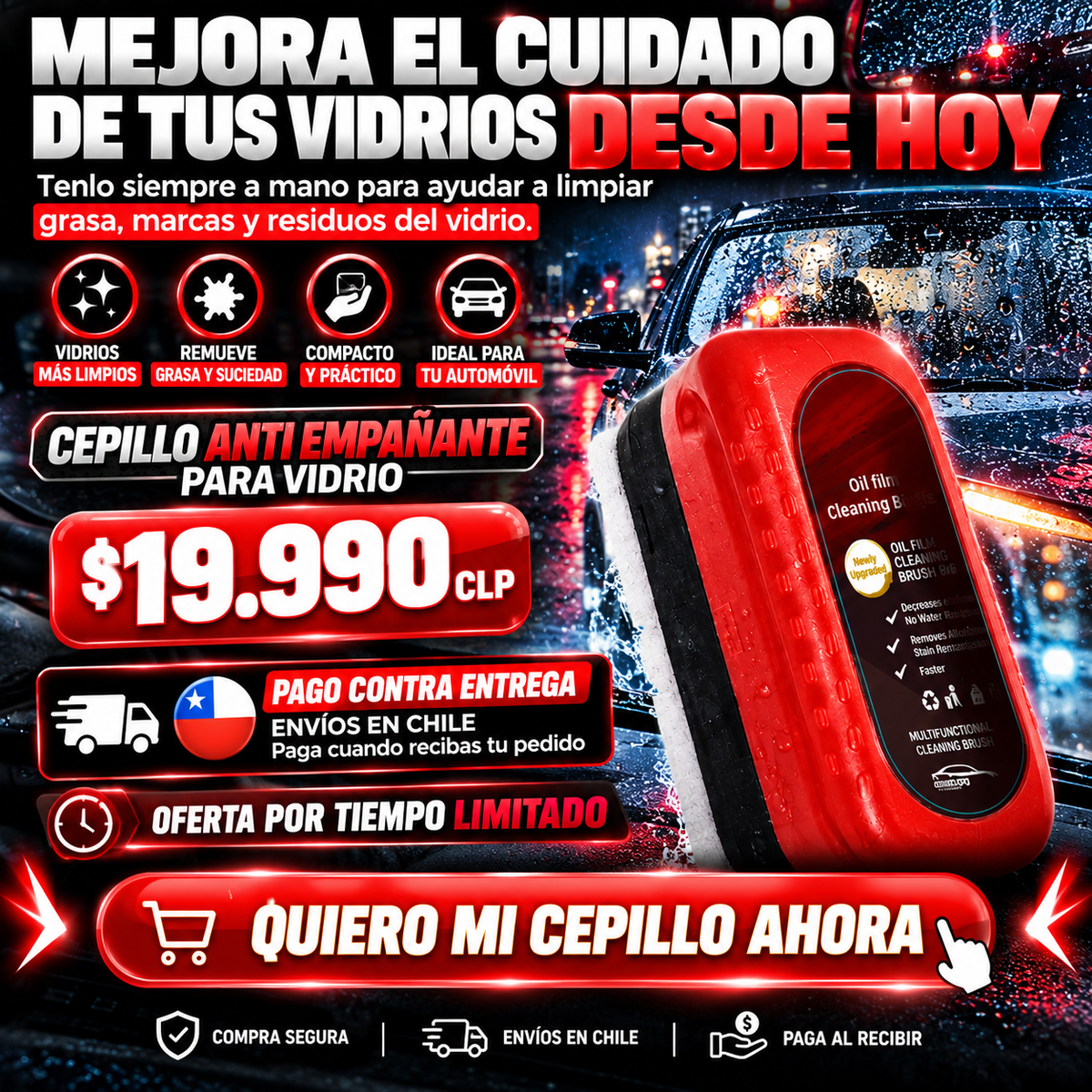 Cepillo Anti Empañante Para Vidrio