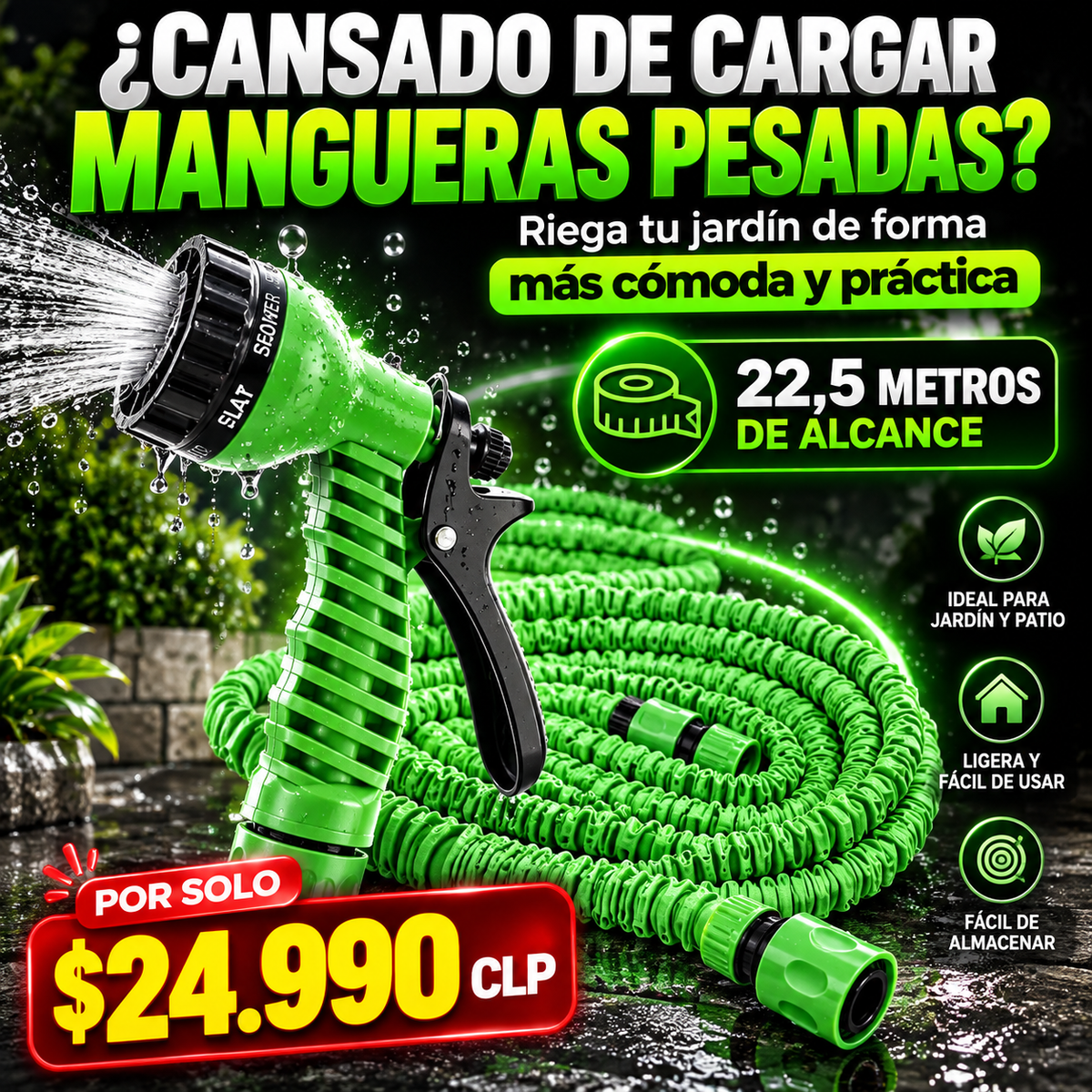 Manguera Resistente de Jardín 22.5 Metro